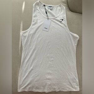 MENS GYMSHARK TANK WHITE MEDIUM